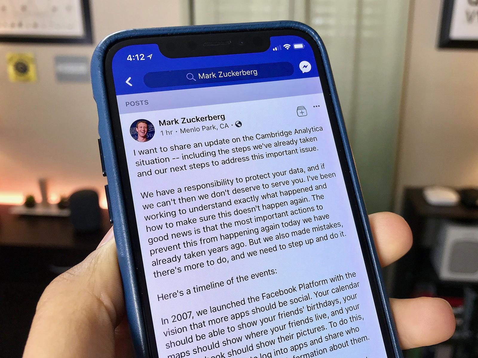 مارك زوكيبرج يرد على تورط فيس بوك في تسريب بيانات 50 مليون مستخدم