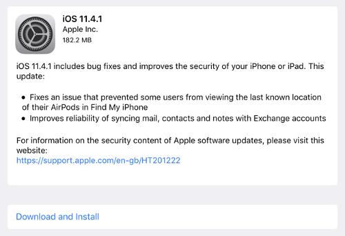 آبل تطلق رسميًا تحديث iOS 11.4.1 لإصلاح بعض أخطاء ومشاكل الإصدار السابق