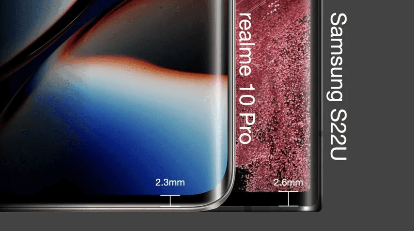 شاشة AMOLED الخاصة بهاتف Realme 10 Pro تتميز بحواف منحنية وذقن فائق النحافة