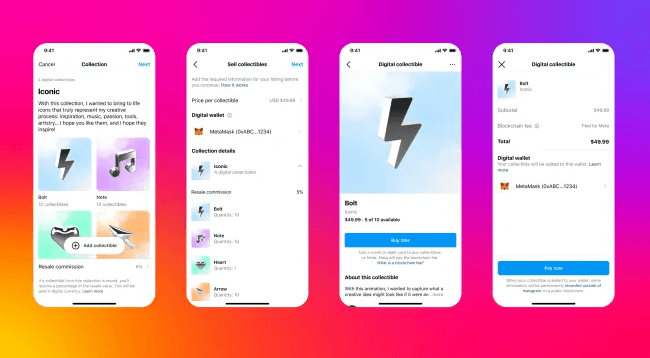 Meta ستسمح للمبدعين ببيع عملات NFT مباشرة على انستاجرام