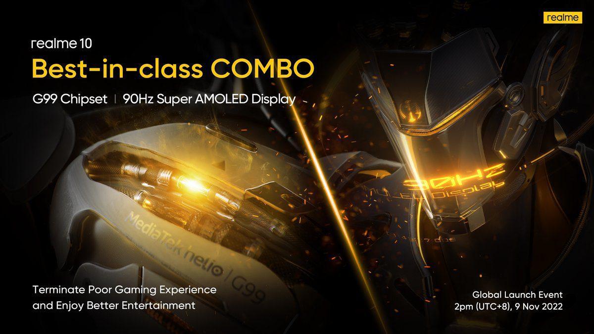 إعلان تشويقي يؤكد دعم Realme 10 بشاشة Super AMOLED